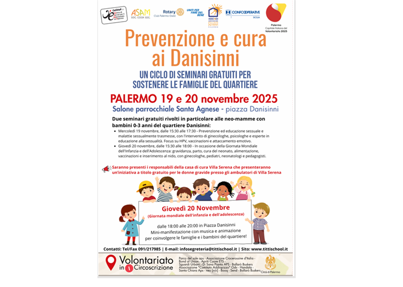 Prevenzione e cura ai Danisinni: iniziativa per  le famiglie del quartiere