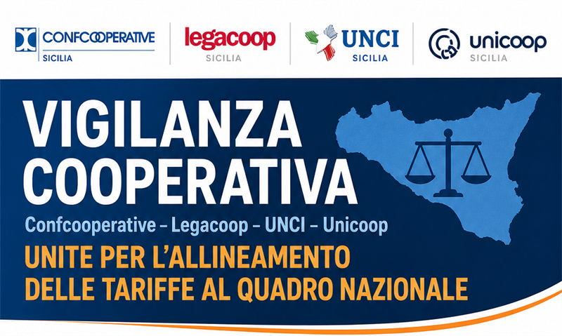 Vigilanza cooperativa: Confcooperative, Legacoop, Unci e Unicoop unite per l’allineamento delle tariffe al quadro nazionale